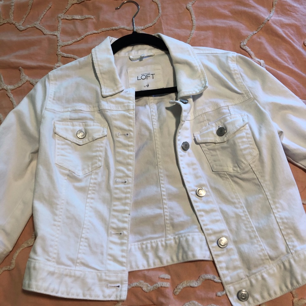 Ann Taylor Loft White Jean Jacket
